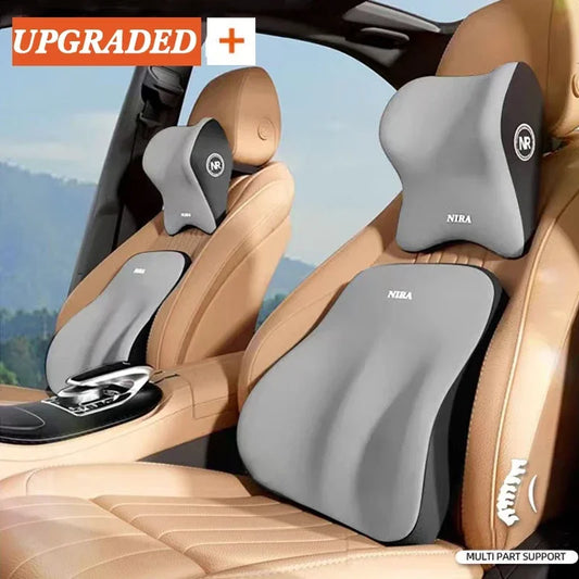 Memory Foam Car Headrest & Lumbar Cushion – Universal Comfort Back & Neck Support Pillow