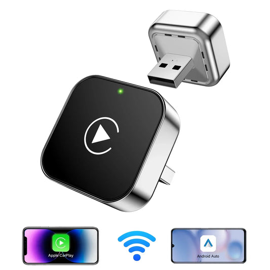 Pionray 2‑in‑1 Wireless CarPlay Adapter & Android Auto AI Smart Box