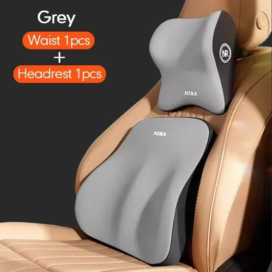 Car Lumbar Support Pillow & Neck Pillow – Memory Foam Backrest Cushion, Removable & Washable, Universal Vehicle Accessory