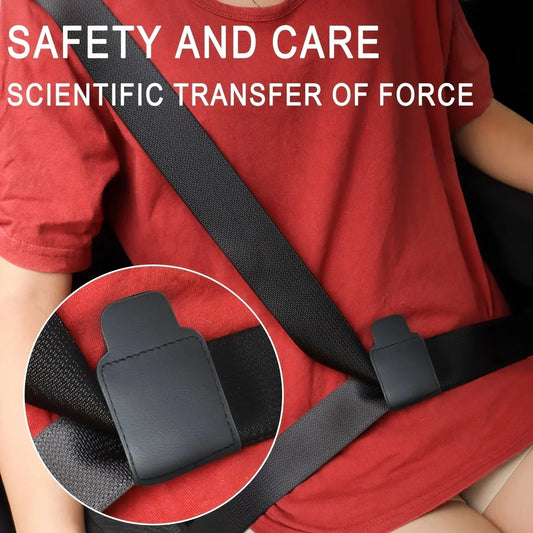 Car Seat Belt Adjuster – PU Leather Limiter Fixed Clip, Anti-Stretching Neck & Belly Protection, Child Safety Car Styling Accessory