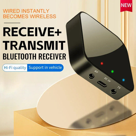 Bluetooth 5.5 Audio Transmitter & Receiver – 3.5MM AUX HiFi Stereo Wireless Adapter with aptX Adaptive/HD/LL