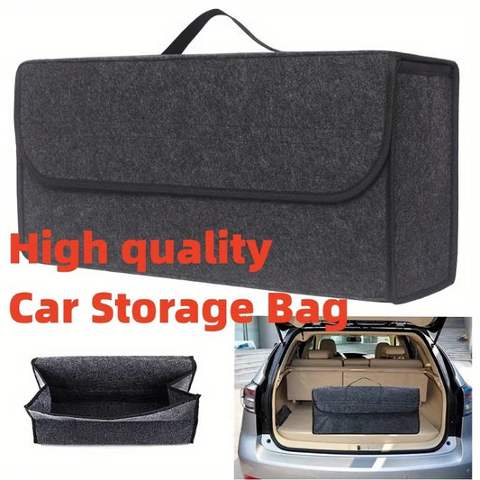 Gray Car Trunk Organizer Bag – Anti-Slip Compartment Storage for Tools & Accessories